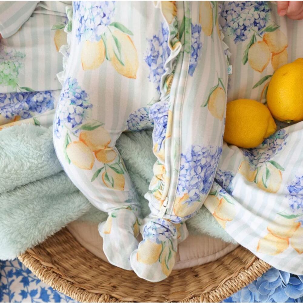Posh Peanut (Bundle of 2) Ruffled Zippered One-Piece Footie - Size 6-9 Months - Picture 7 of 9